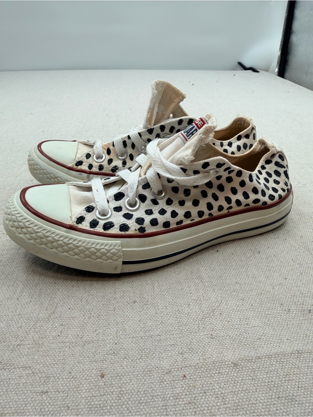 Converse White Canvas Polka Dot Low-Top Sneakers
